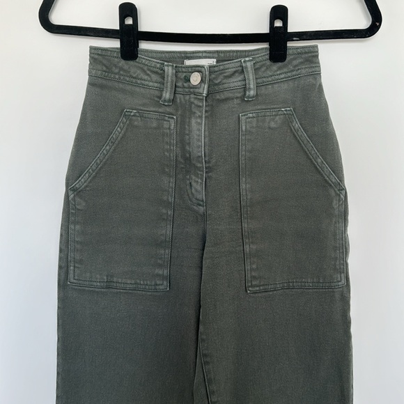 Wilfred Free Artizia Green High Waisted Wide Leg Denim - Size 2 - Picture 2 of 7